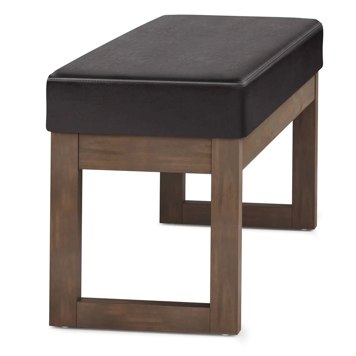 Milltown Upholstered Ottoman Bench | Driftwood Solid Wood Base | Versatile Design | 44.5 Inch Width