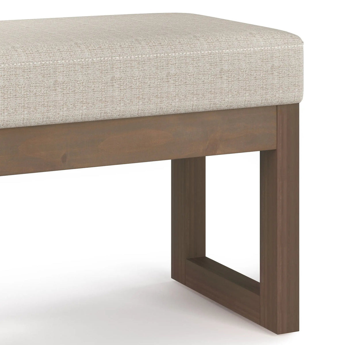 Milltown Upholstered Ottoman Bench | Driftwood Solid Wood Base | Versatile Design | 44.5 Inch Width