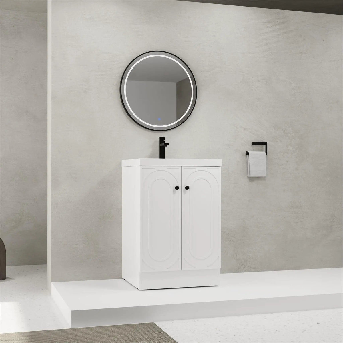 Contemporary Freestanding Bathroom Vanity With Resin Sink & Soft-Close Cabinet Doors | 7 Pieces | Stainless Steel & Plywood | Bathroom
