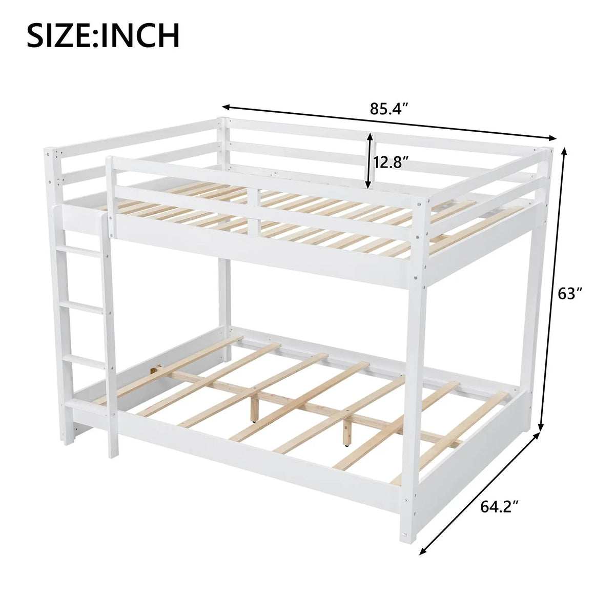 Sturdy Bunk Bed With Ladder | Solid Pine Wood | Guard Rails | Compact Layout