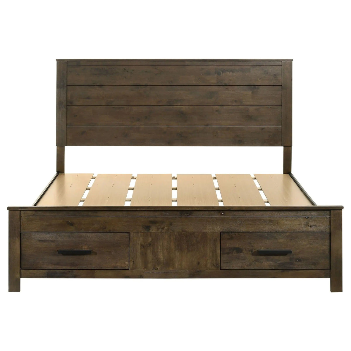 Woodmont Eastern King Storage Bed Rustic Golden | 79.75 x 83.75 x 54 in | Veneer | Brown