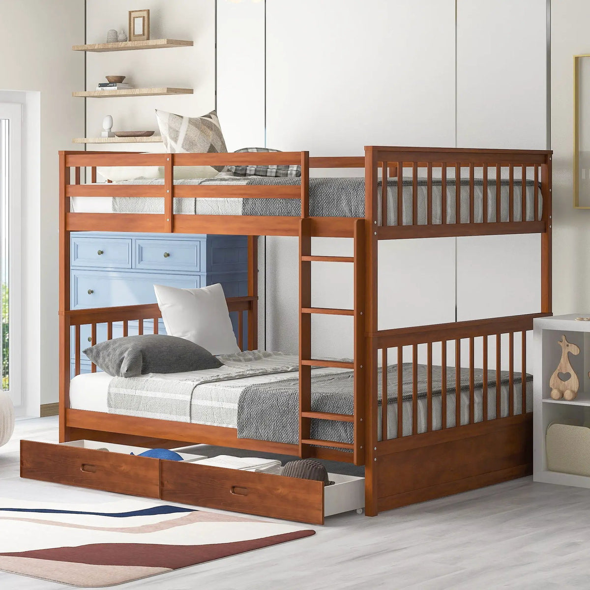 Bunk Bed With Ladders | 2 Storage Drawers | Space-Saving Design | Sleepover Ready