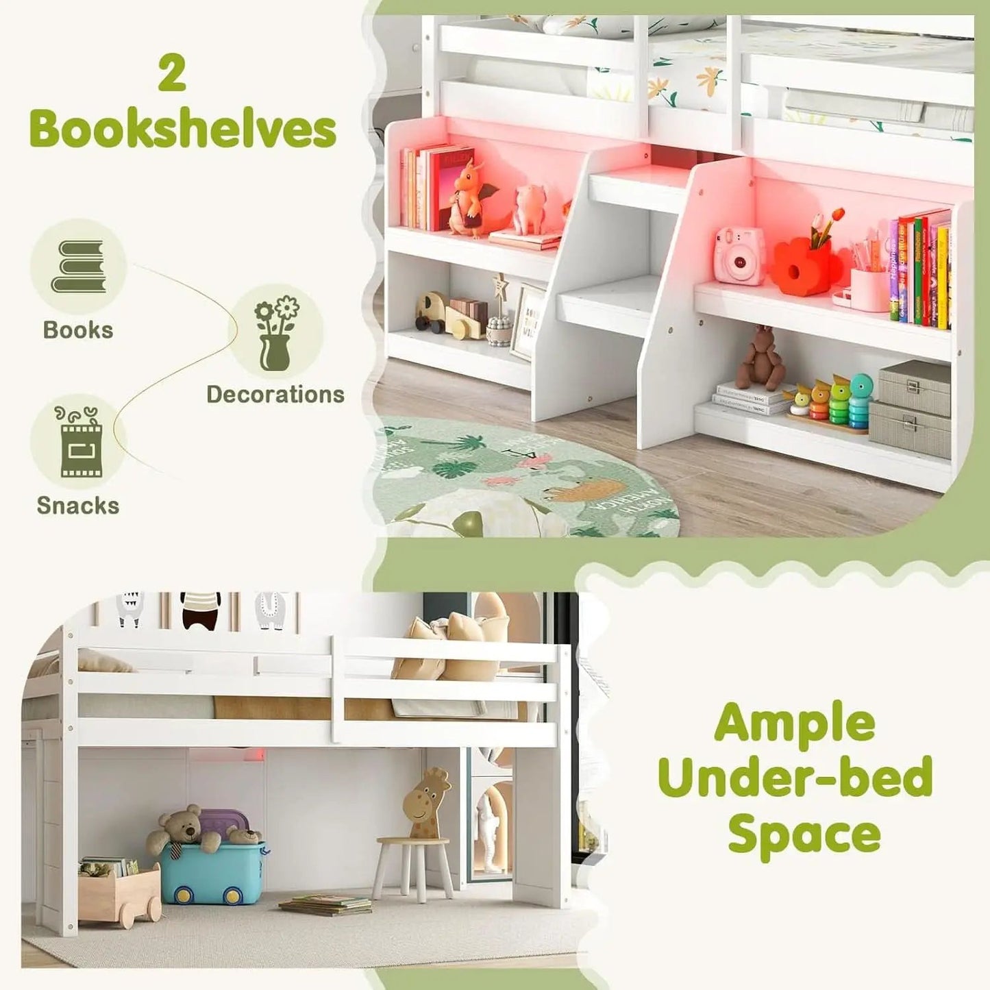 Twin Loft Bed With LED Lights And Durable Build Quality from PriceLows™