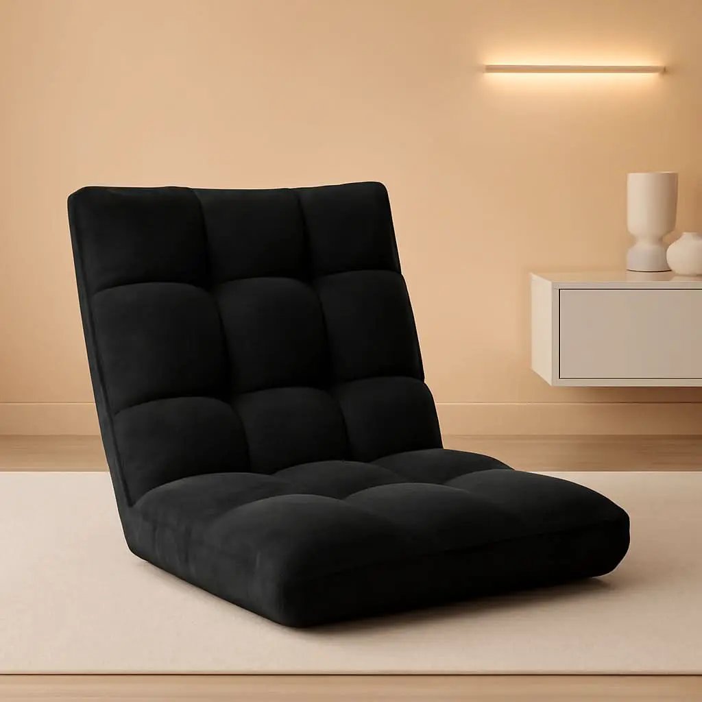 Black Floor Chair With Back Support And 14Position from PriceLows™