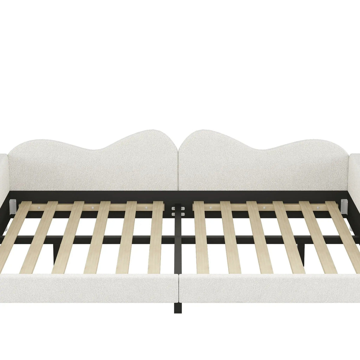 Upholstered Daybed, Sherpa Fabric Sofabed With Cloud-Shaped Backrest | 2 Pieces | Fabric | Bedroom