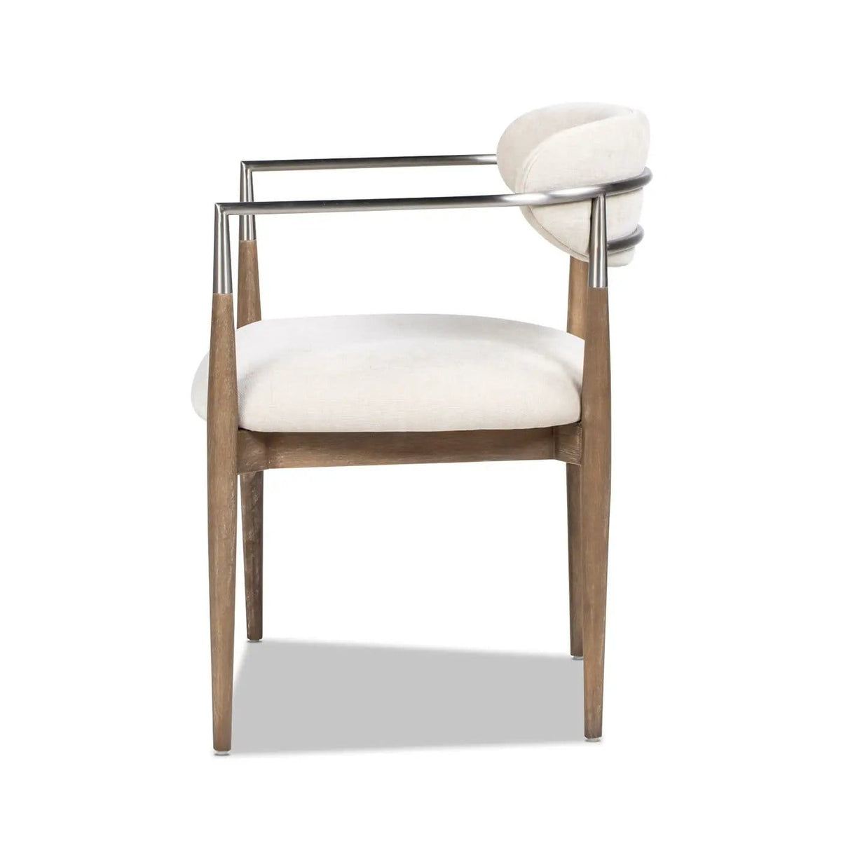 Artemis Mixed Material Upholstered Dining Arm Chair | 22 x 23 x 30.5 in | Rubberwood | Warm White