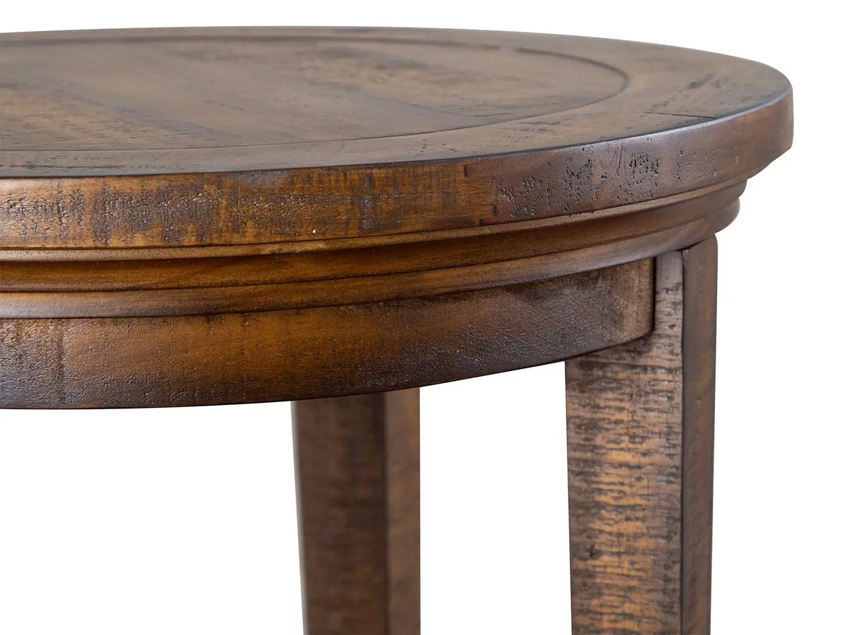Bay Creek Round Accent End Table | Toasted Nutmeg | Pine Veneer And Solids | 18 Inch Diameter