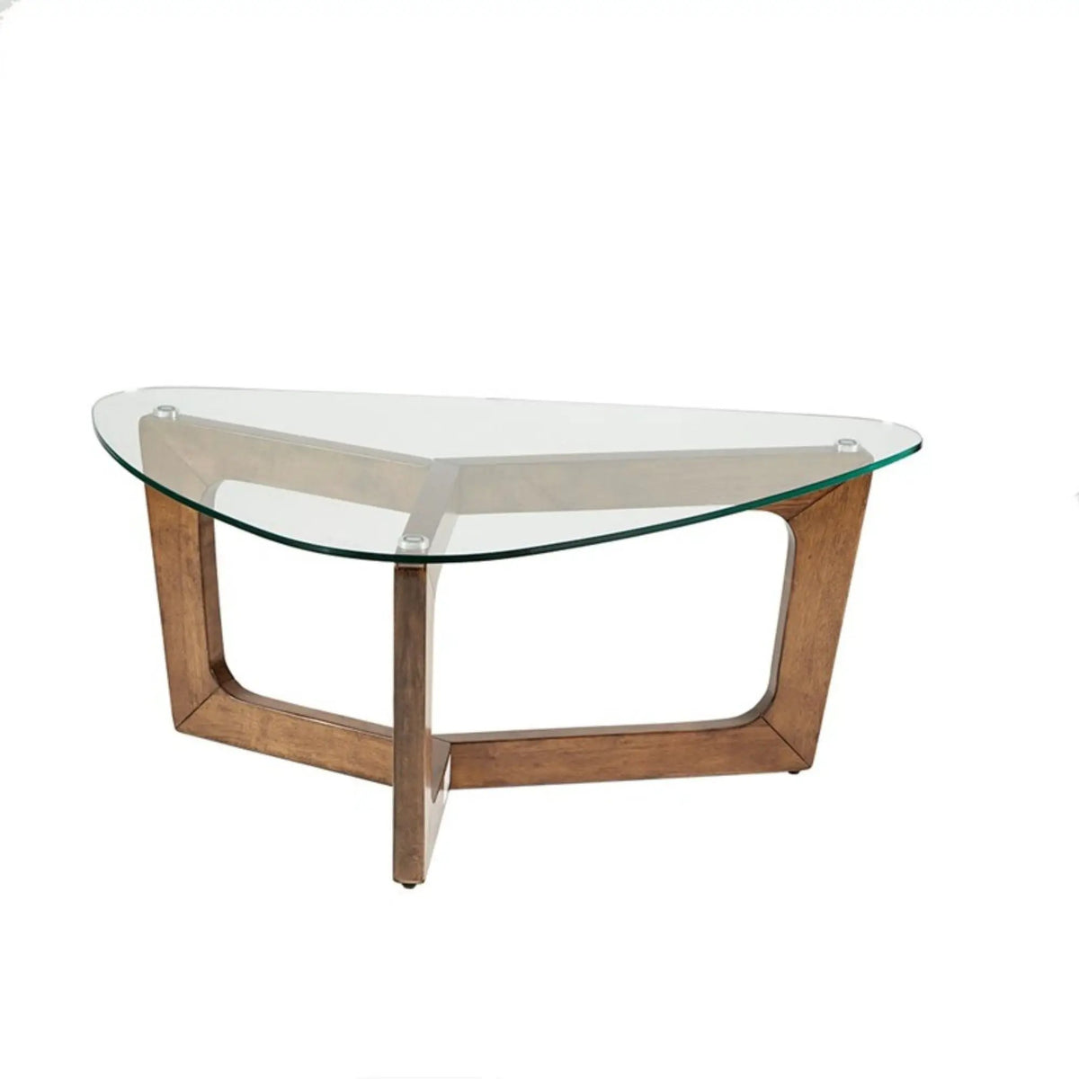 Walker Mid-Century Coffee Table | Brown | Solid Wood Frame | Tempered Glass Top