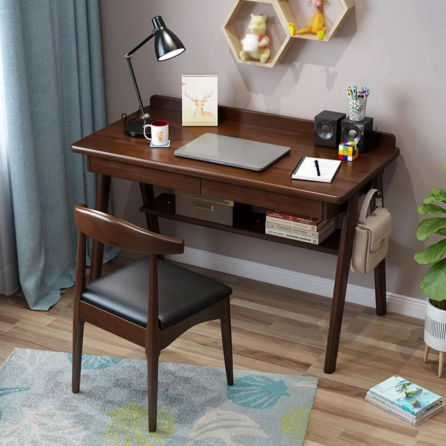 Solid Wood Writing Desk 47 In Walnut Enterprise Edition from PriceLows™