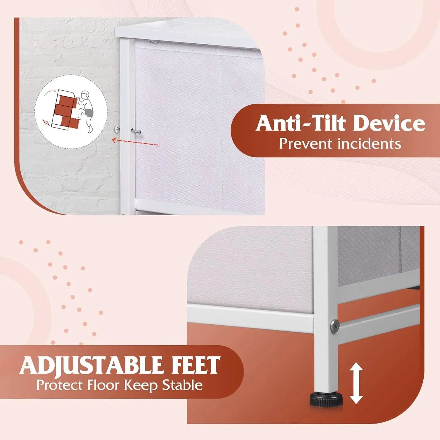 Fabric Dresser With 10 Drawers In White For Bedroom Storage from PriceLows™