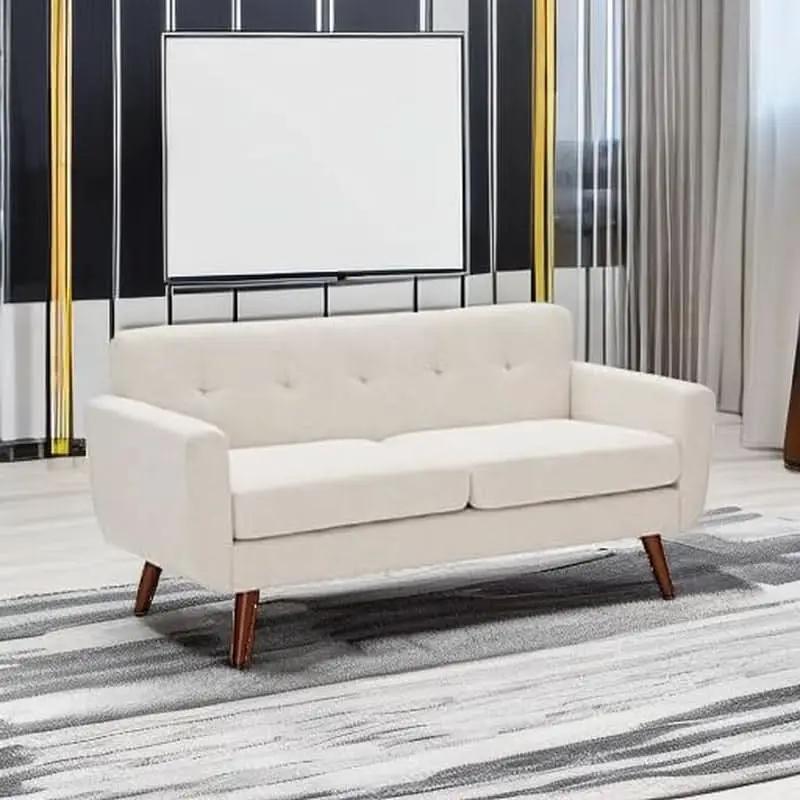 Modern Compact Beige Loveseat For Small Living Rooms from PriceLows™