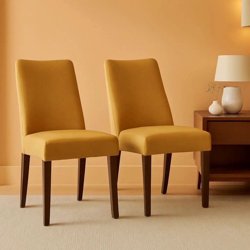 Lyncott Upholstered Dining Chair Yellow And Brown Foam Cushion from PriceLows™