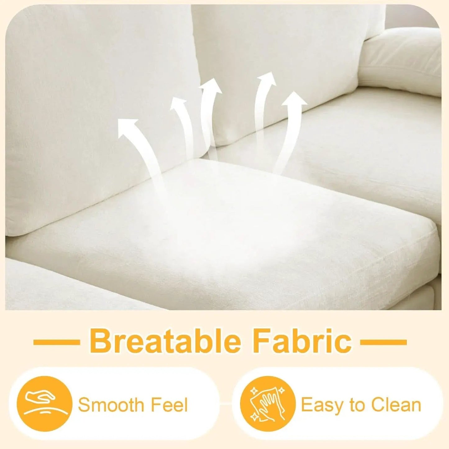 U Shape Sectional Sofa 111 Inch Beige Chenille Convertible from PriceLows™