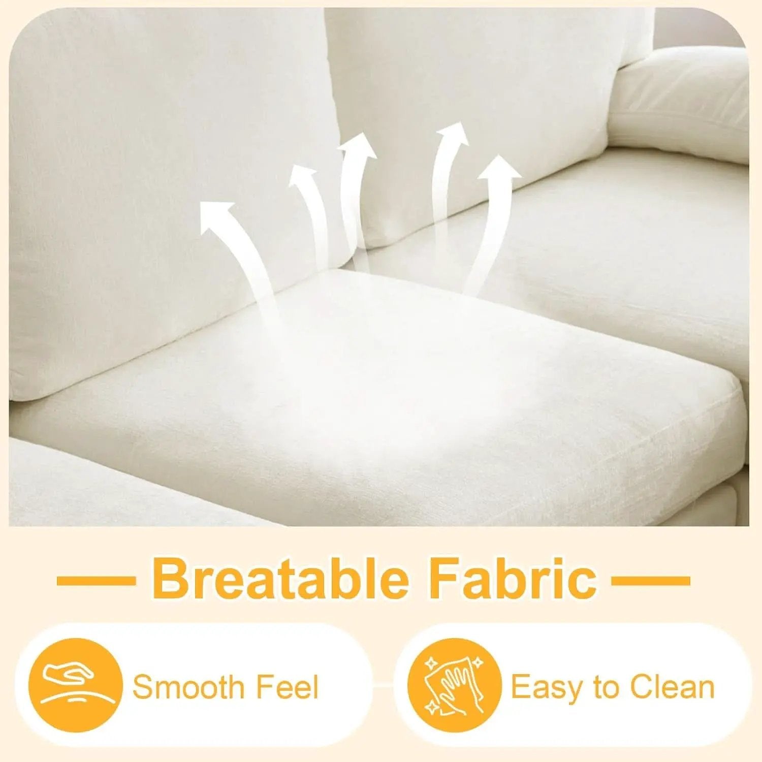 U Shape Sectional Sofa 111 Inch Beige Chenille Convertible from PriceLows™