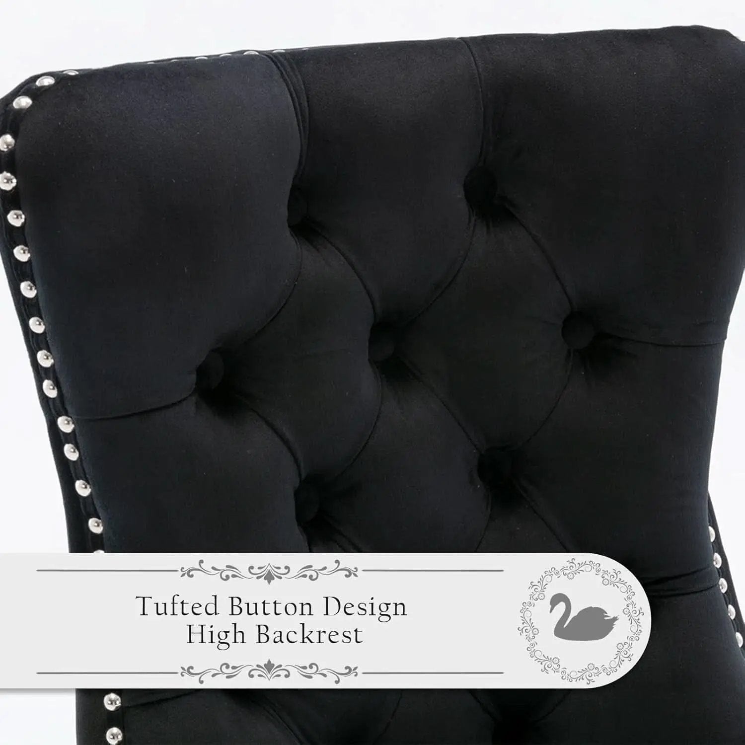 Black Velvet Dining Chairs Set Of 4 With Nailhead Trim from PriceLows™