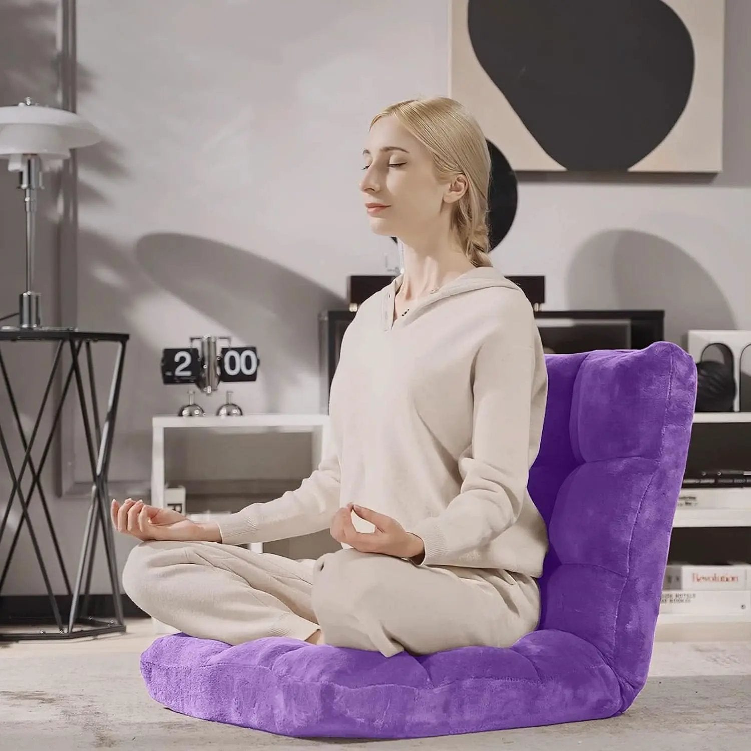 Purple Floor Chair With Back Support 14 Position Adjustable from PriceLows™