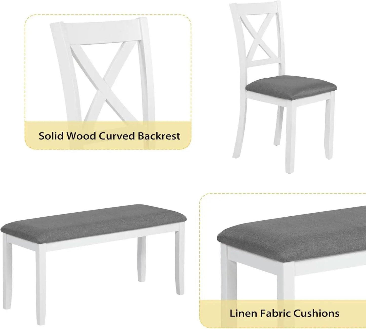 White Slate Grey Solid Wood Contemporary Dining Table Six Seater from PriceLows™
