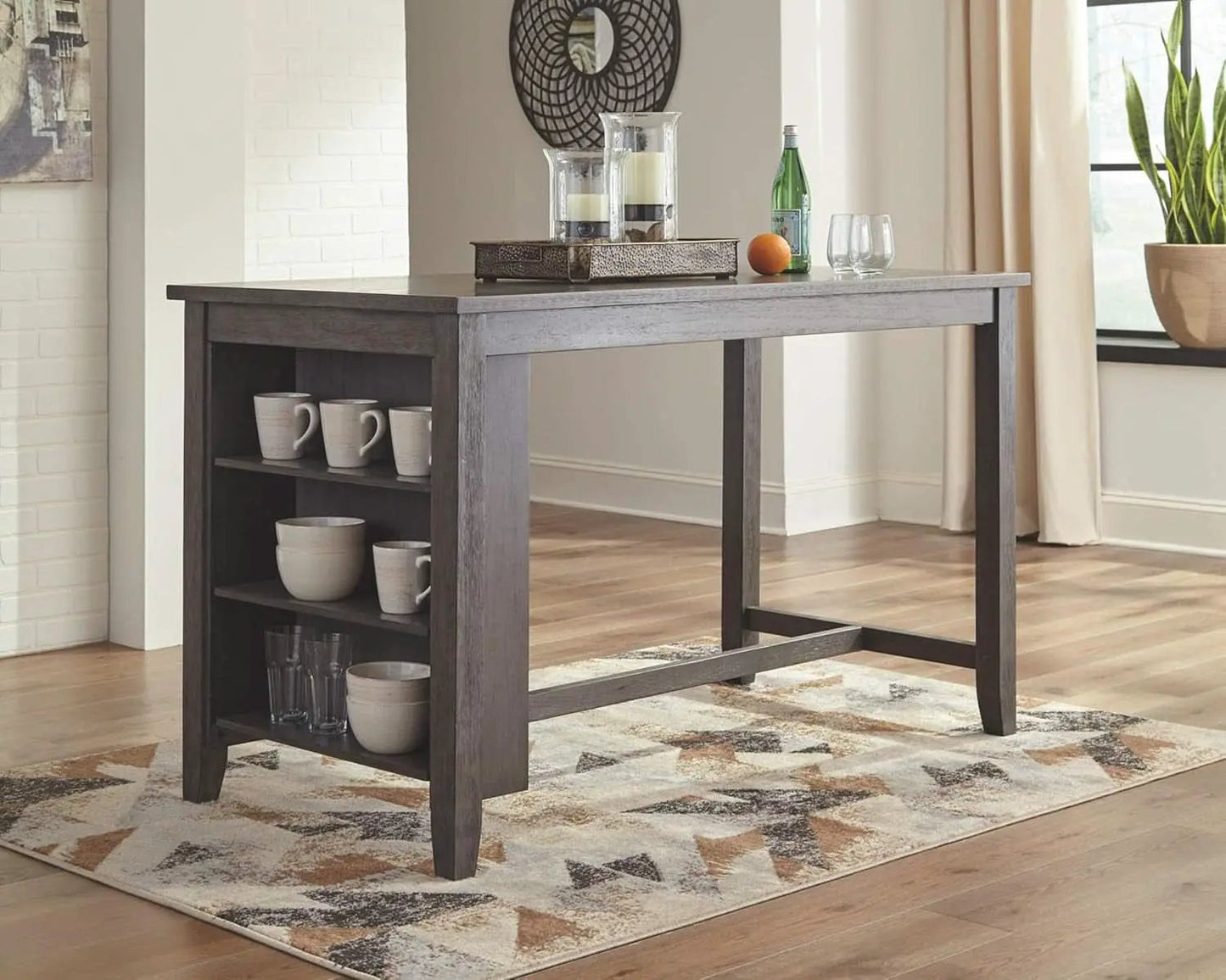 Caitbrook Rustic Counter Height Dining Table With Storage from PriceLows™
