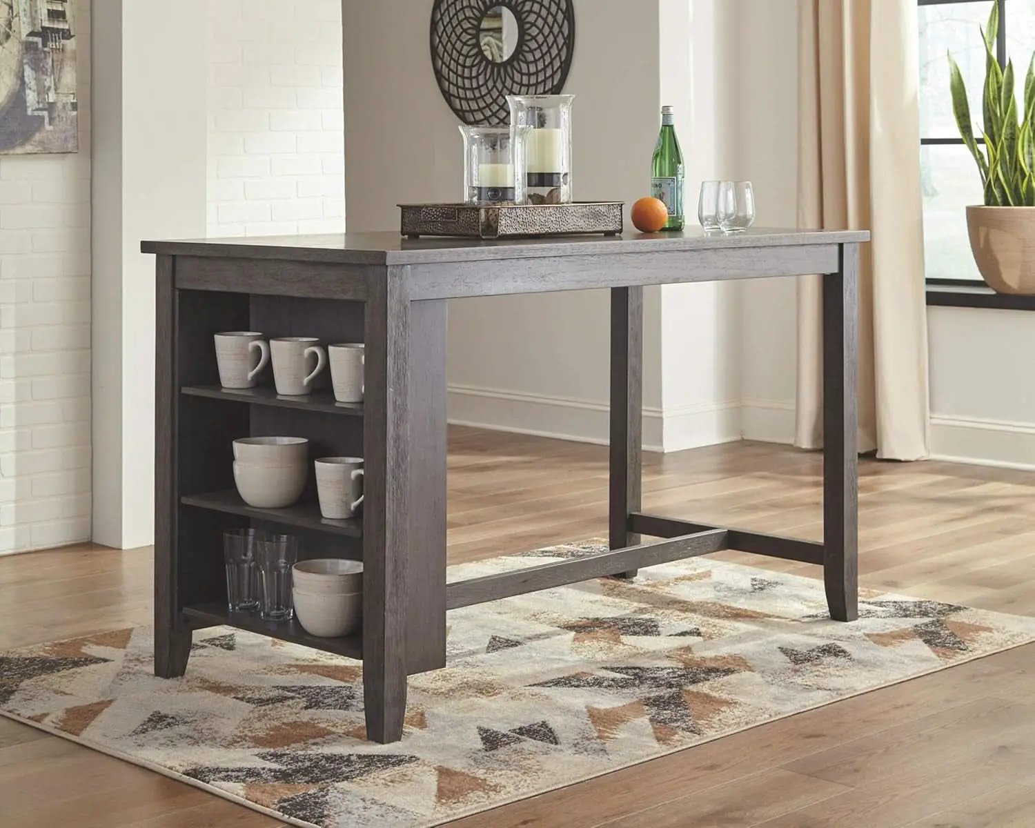 Caitbrook Rustic Counter Height Dining Table With Storage from PriceLows™