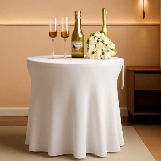 White Spandex Cocktail Tablecloths 32 Inch Round Pack Of 4 from PriceLows™