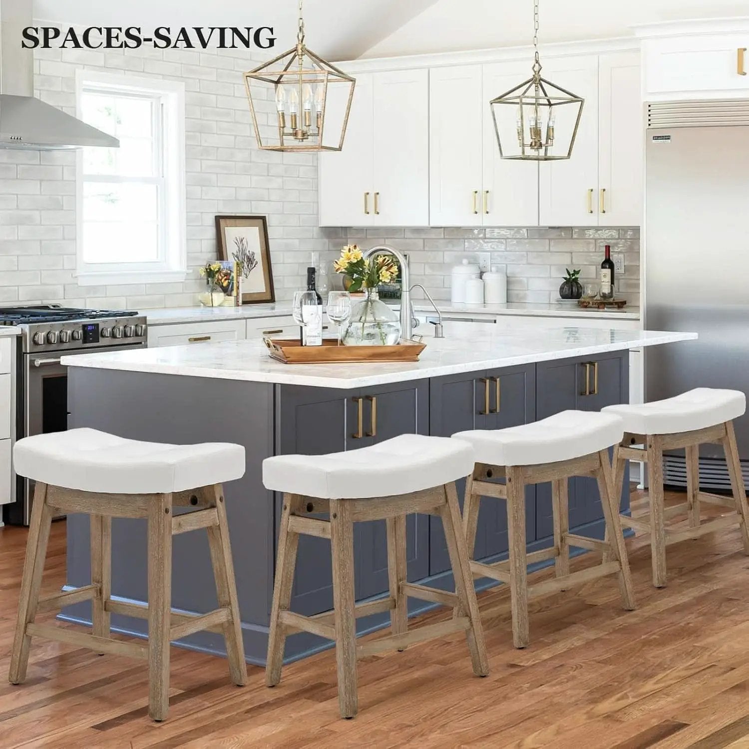 Comfortable Saddle Seat Bar Stools Set of Six from PriceLows™