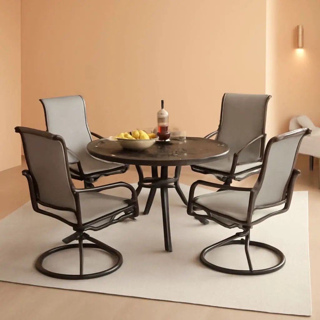 Outdoor Patio Dining Set With Swivel Chairs Gray Textilene from PriceLows™