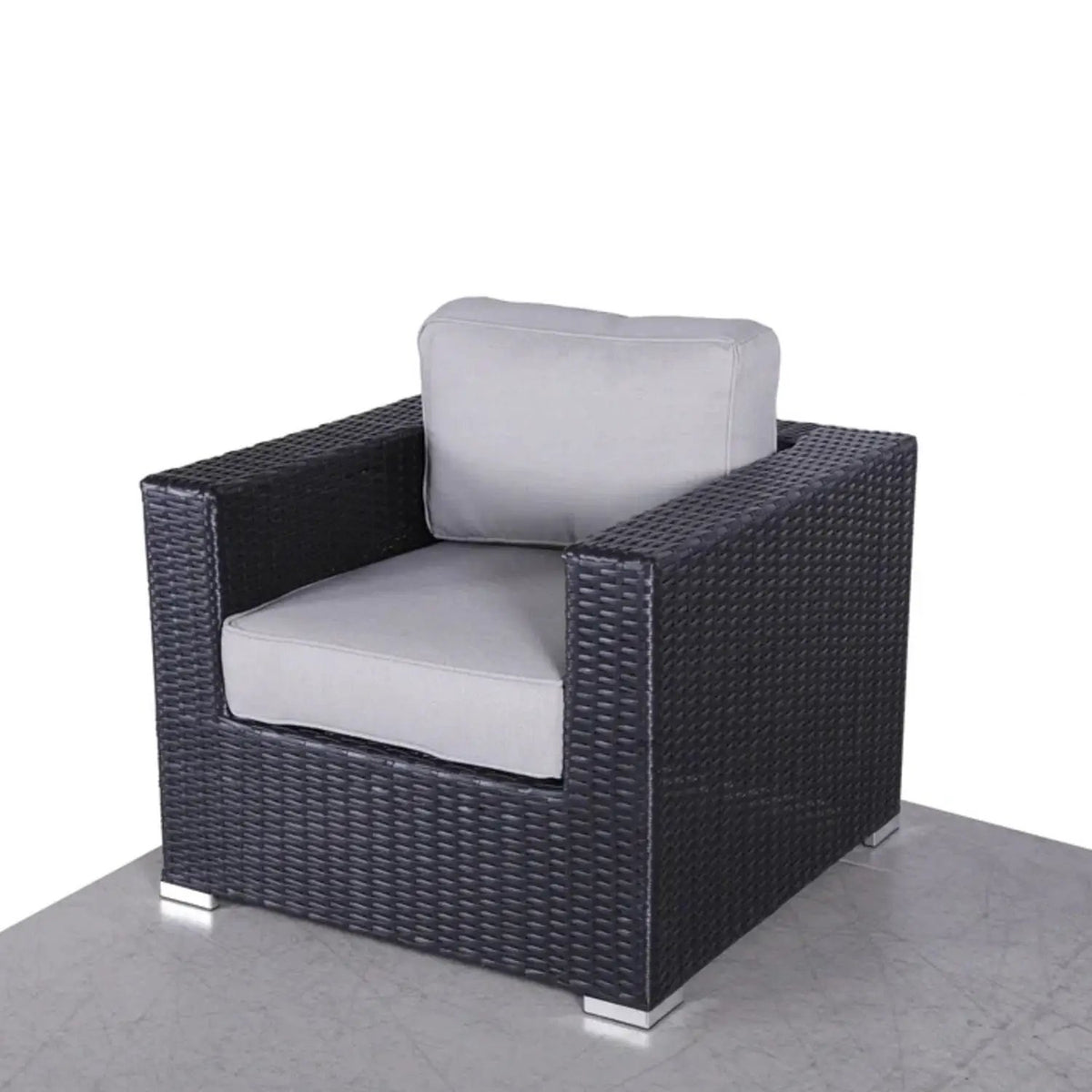 Patio Armchair With Cushions | Four Olefin Cushions | Industrial Accents | Weather-Resistant Build
