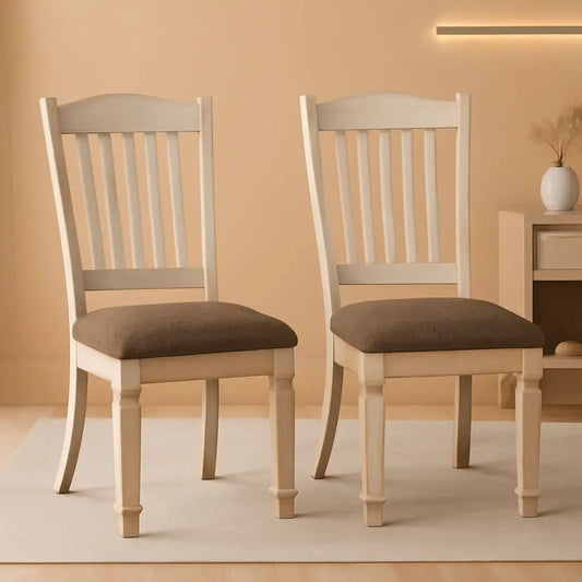 20 Inch Upholstered Dining Chair Antique White Set Of 2 from PriceLows™