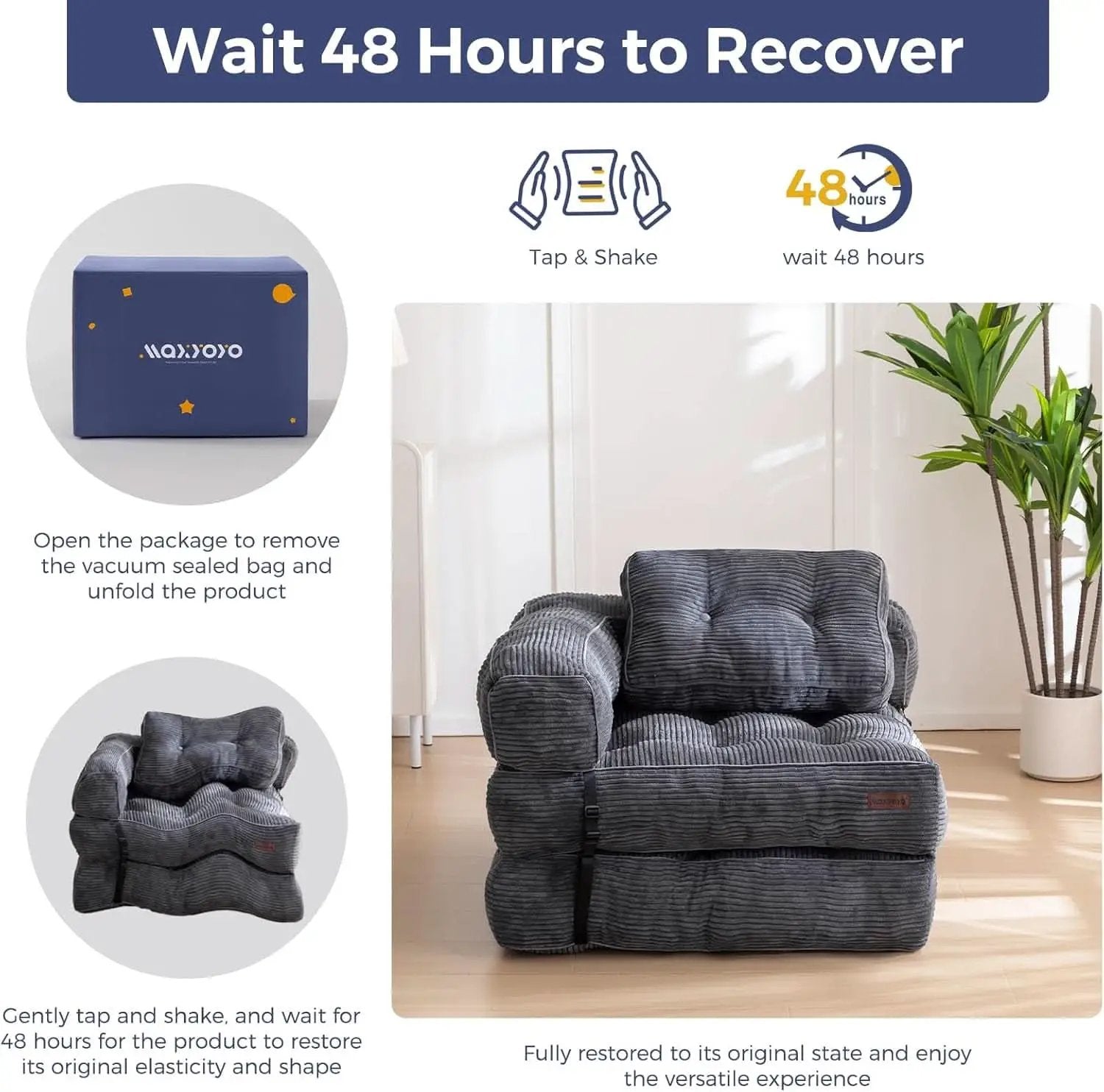 L Shaped Folding Sofa Bed Grey Convertible Sleeper Sofa from PriceLows™