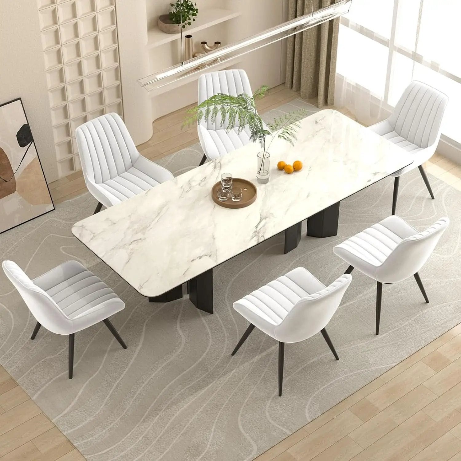White Upholstered Dining Chairs With Thick Cushions from PriceLows™