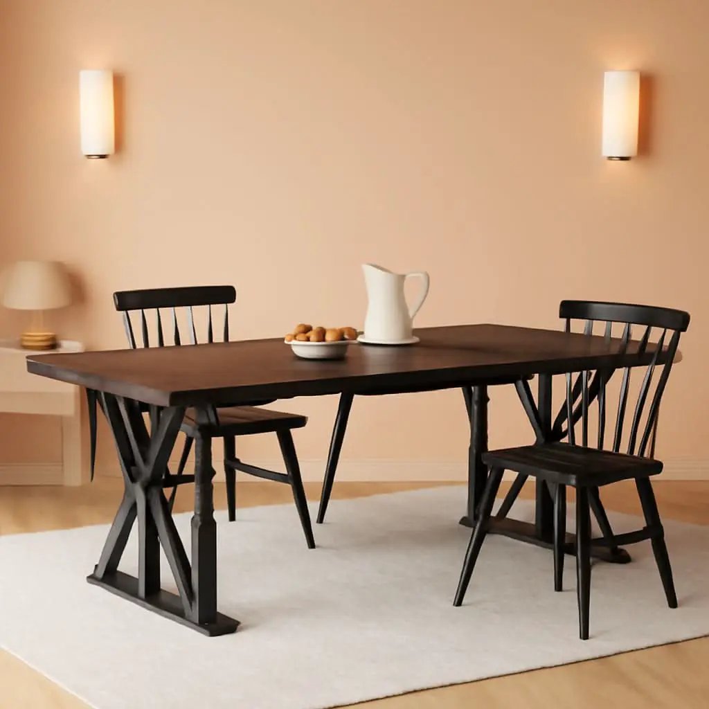 Farmhouse Dining Table 70.8 Inch Heavy Duty Metal Legs from PriceLows™