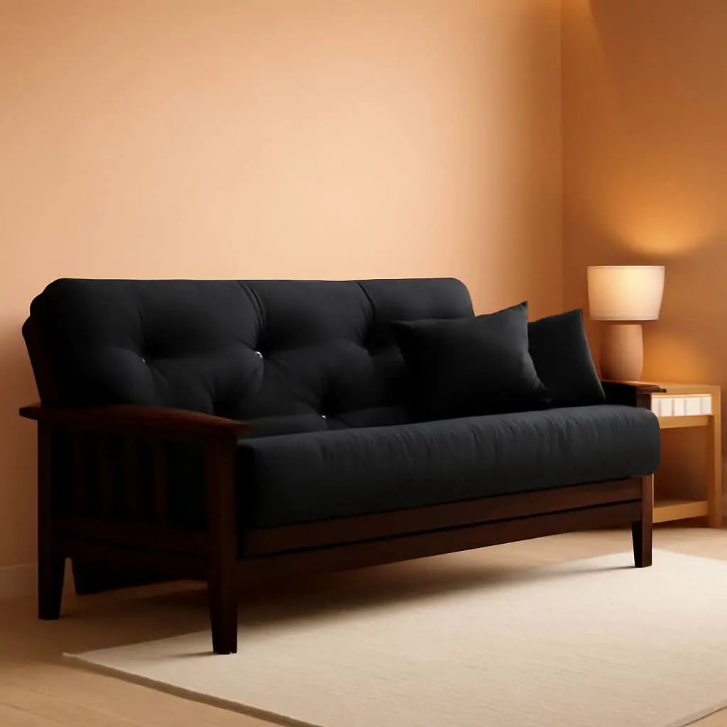 Queen Size Futon Set Espresso Finish For Living Room from PriceLows™