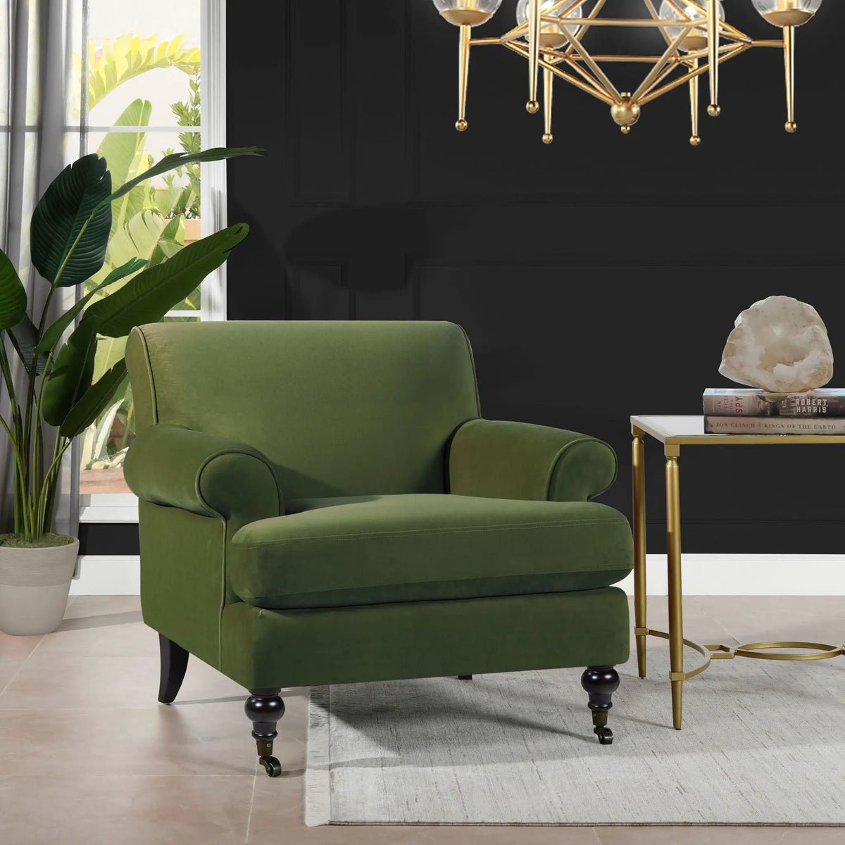 Alana Lawson Accent Arm Chair | Casters | Kiln-Dried Solid Wood Frame | Artisan Crafted