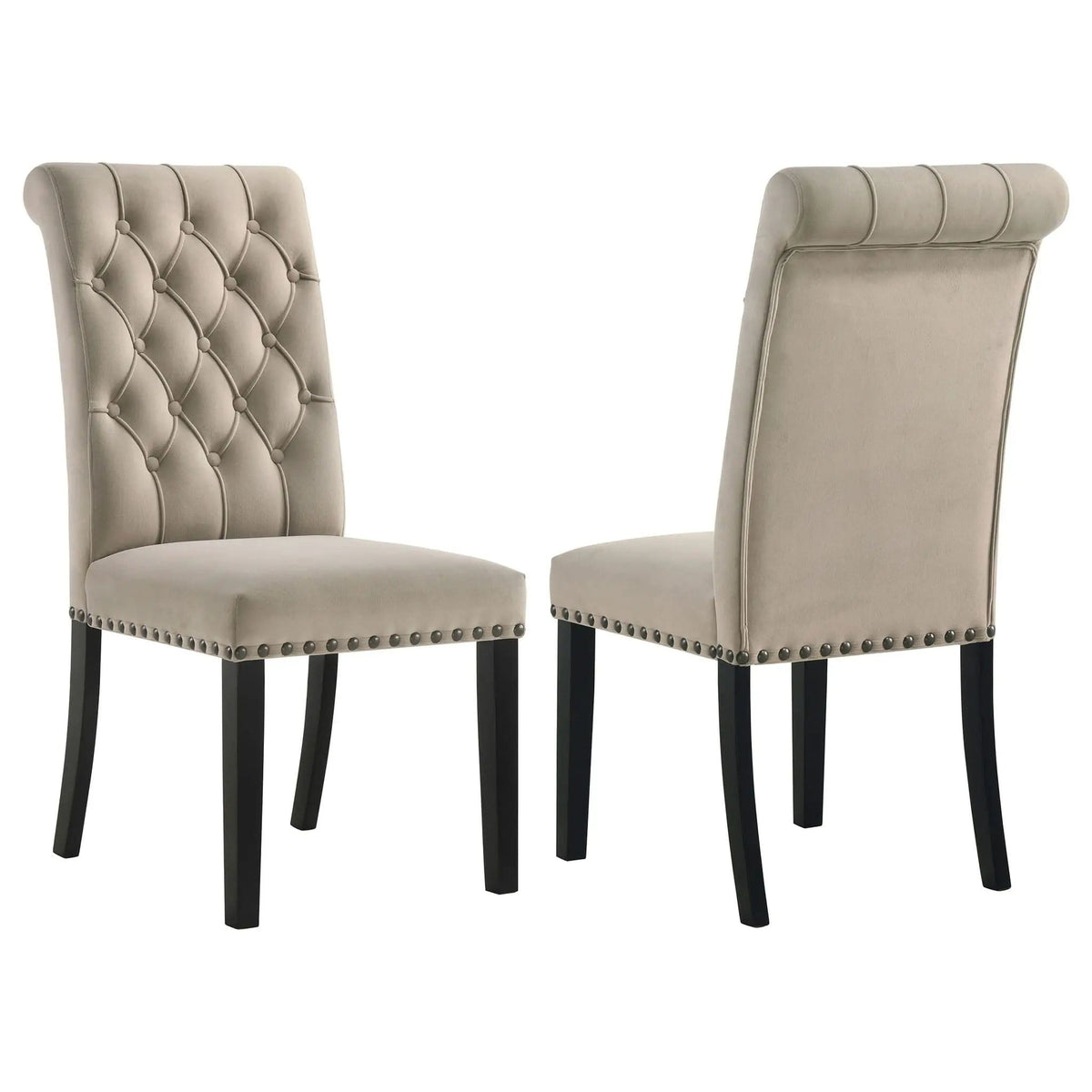 Alana Velvet Upholstered Dining Side Chair Sand (Set of 2) | 18 x 27.25 x 41.5 in | Velvet | Dining Room