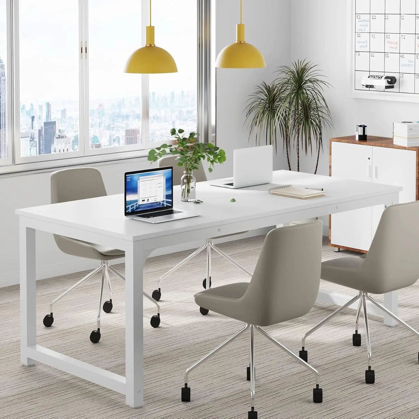 63 Inch White Executive Office Desk 31.5 Inch Wide from PriceLows™