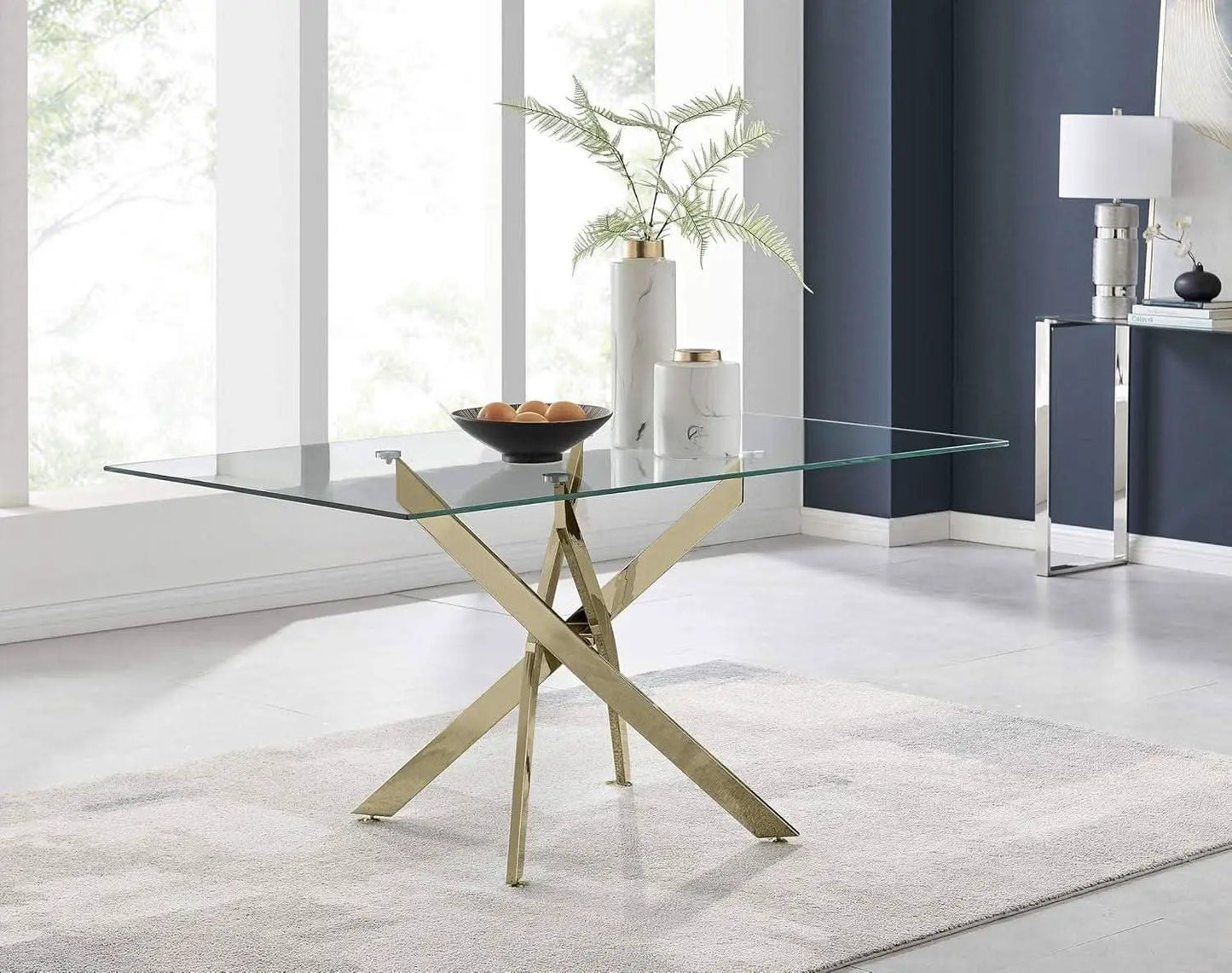 Leonardo Gold Glass Top Dining Table Modern Premium from PriceLows™