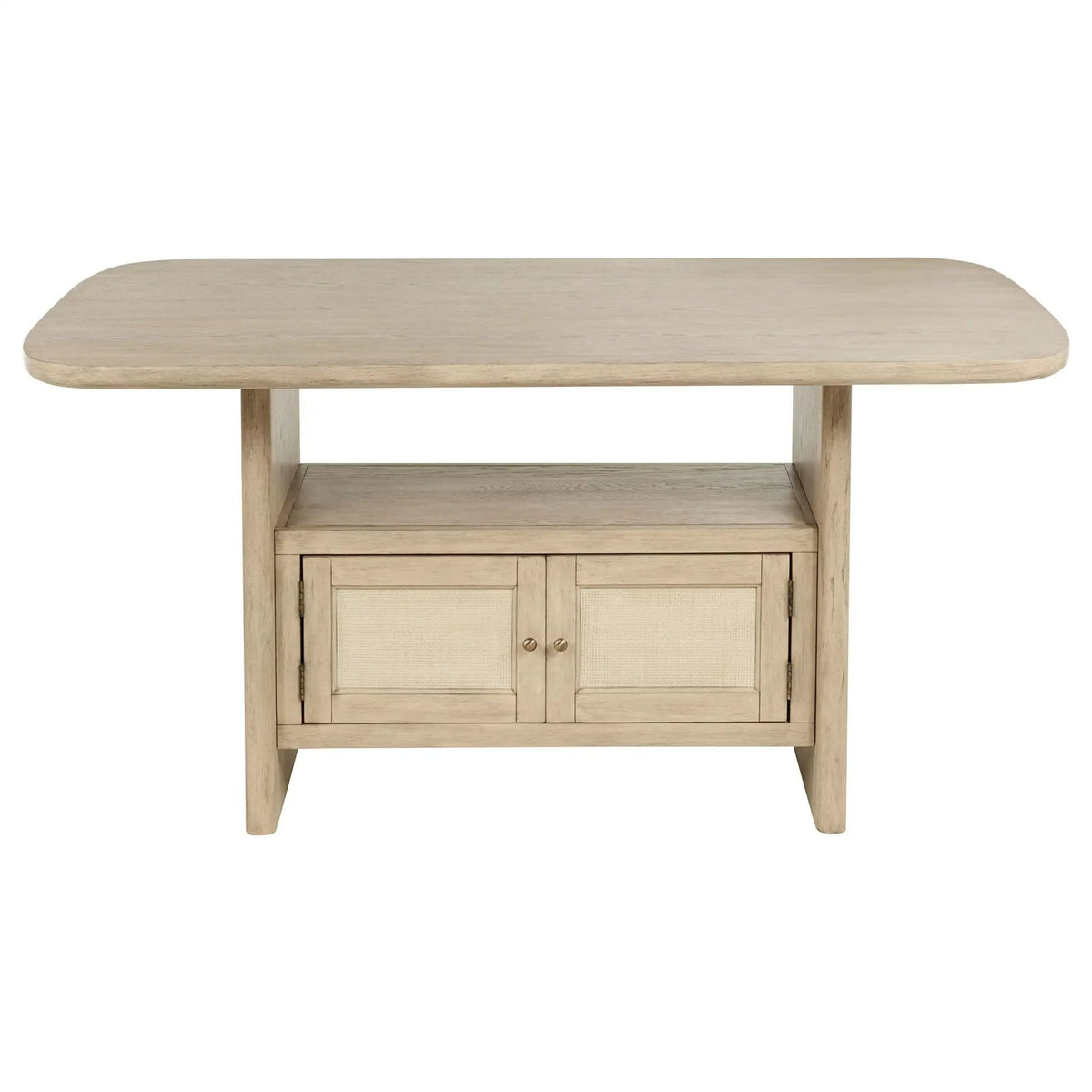 Kailani Cane Counter Height Storage Dining Table Beige | 72 x 42 x 36.5 in | Dining Room Furniture | Oak