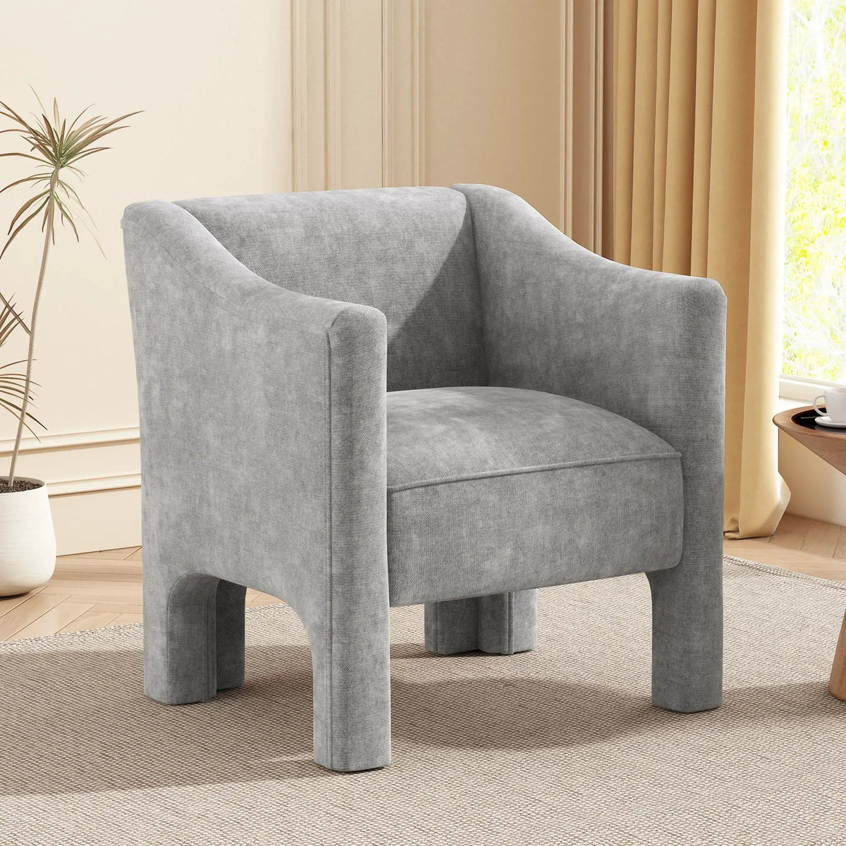 Barrel Accent Chair | Enclosed Wraparound Arms | Pill-Resistant Fabric | Ergonomic Support