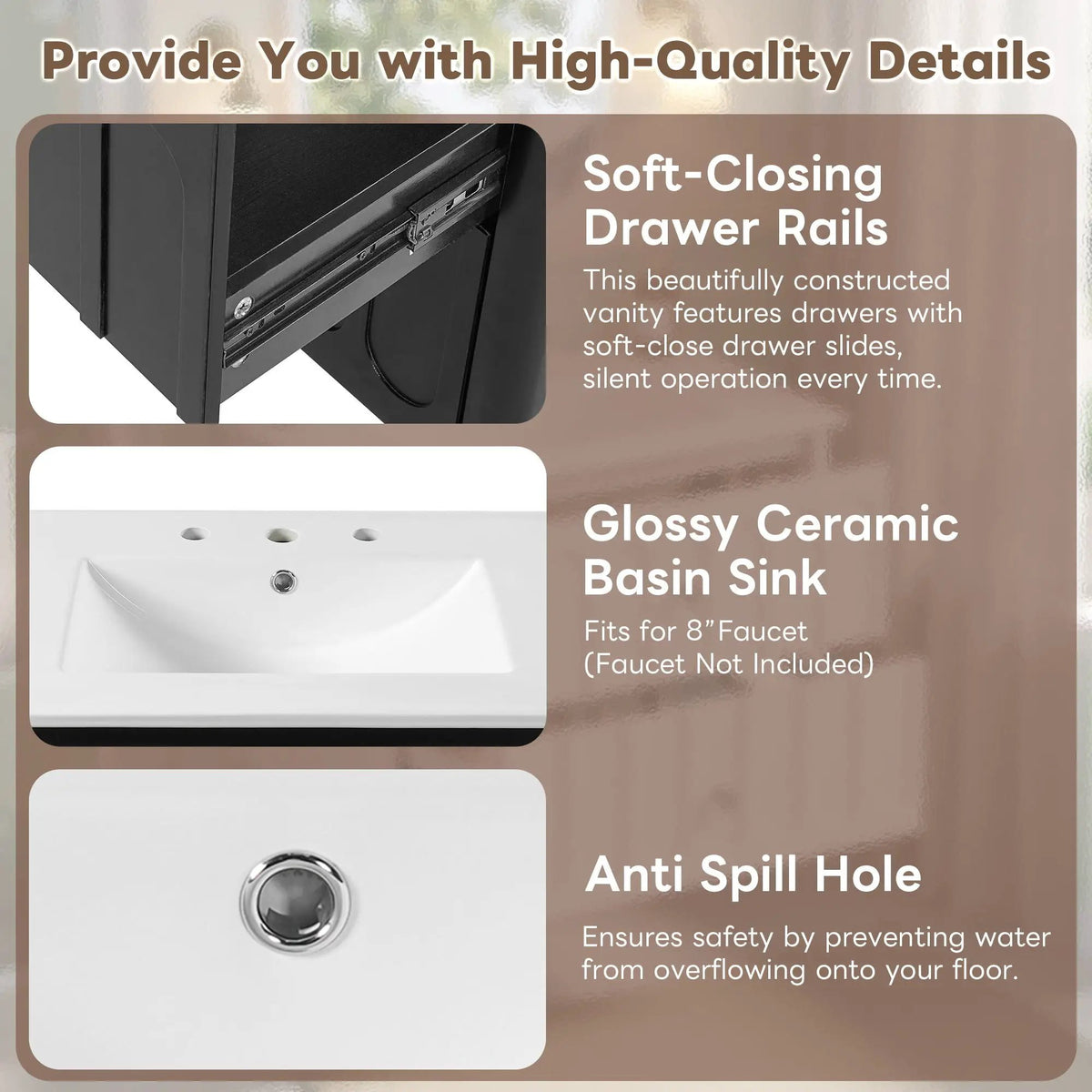 Floating Bathroom Vanity | Soft Close Drawers | Round Edge Basin