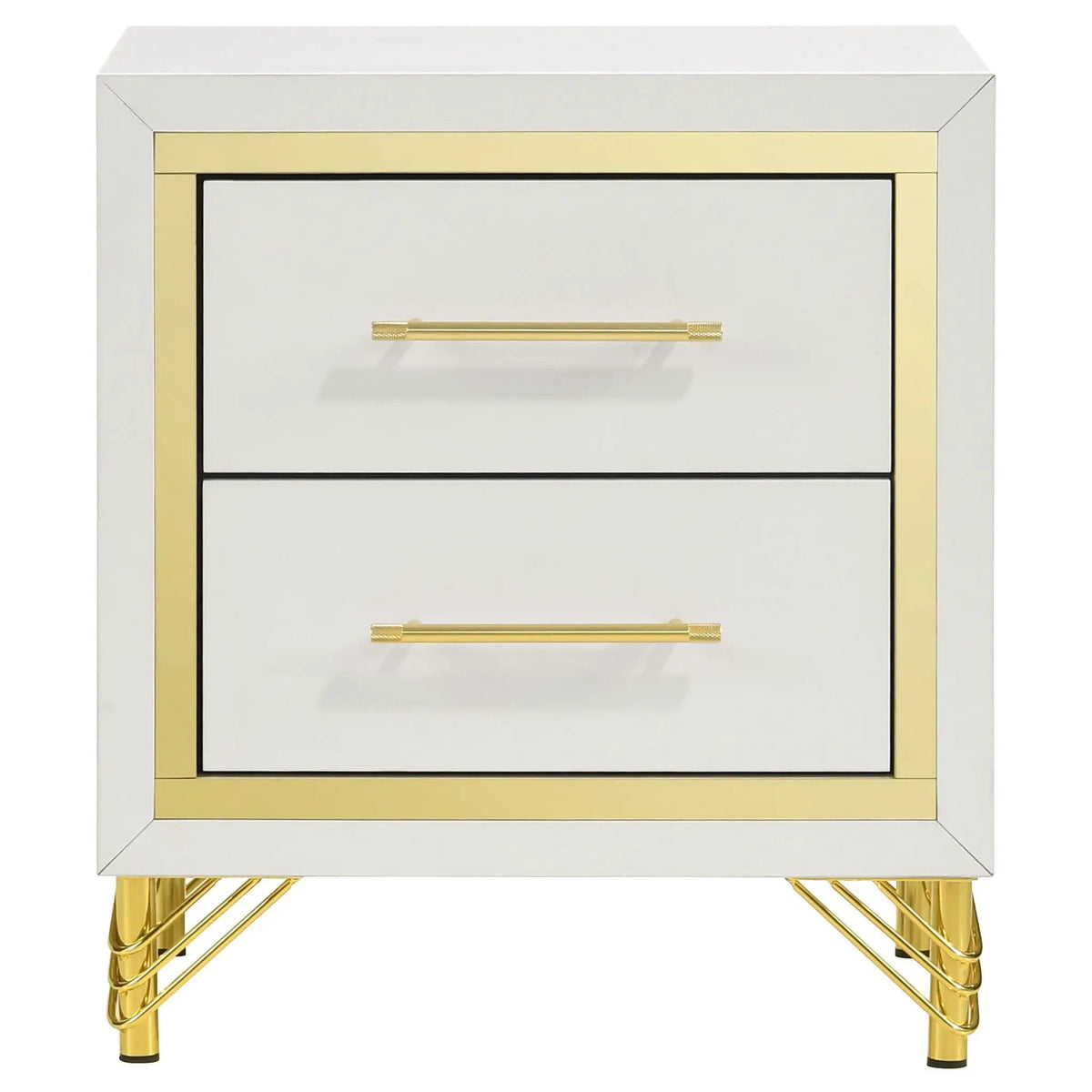 Lucia 2-drawer Nightstand Bedside Table | 21.75 x 17.25 x 24.25 in | Metal | White
