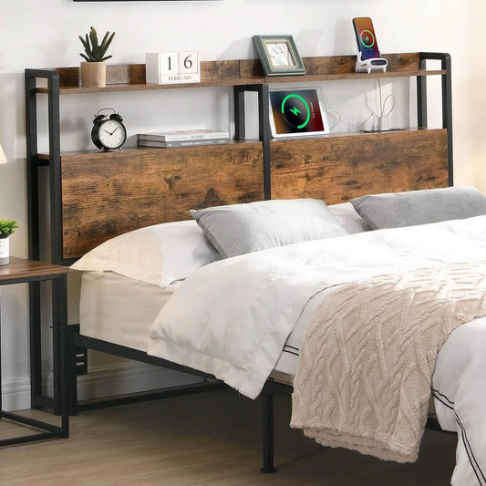 Queen Size Headboard with Storage and Charging Station from PriceLows™