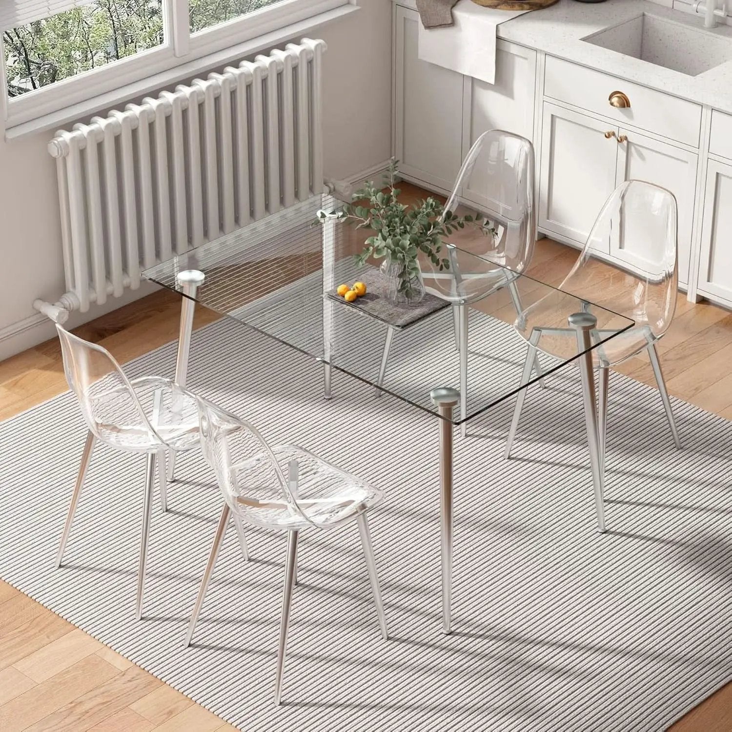Clear Acrylic Dining Chairs Set Of 4 With Metal Legs from PriceLows™