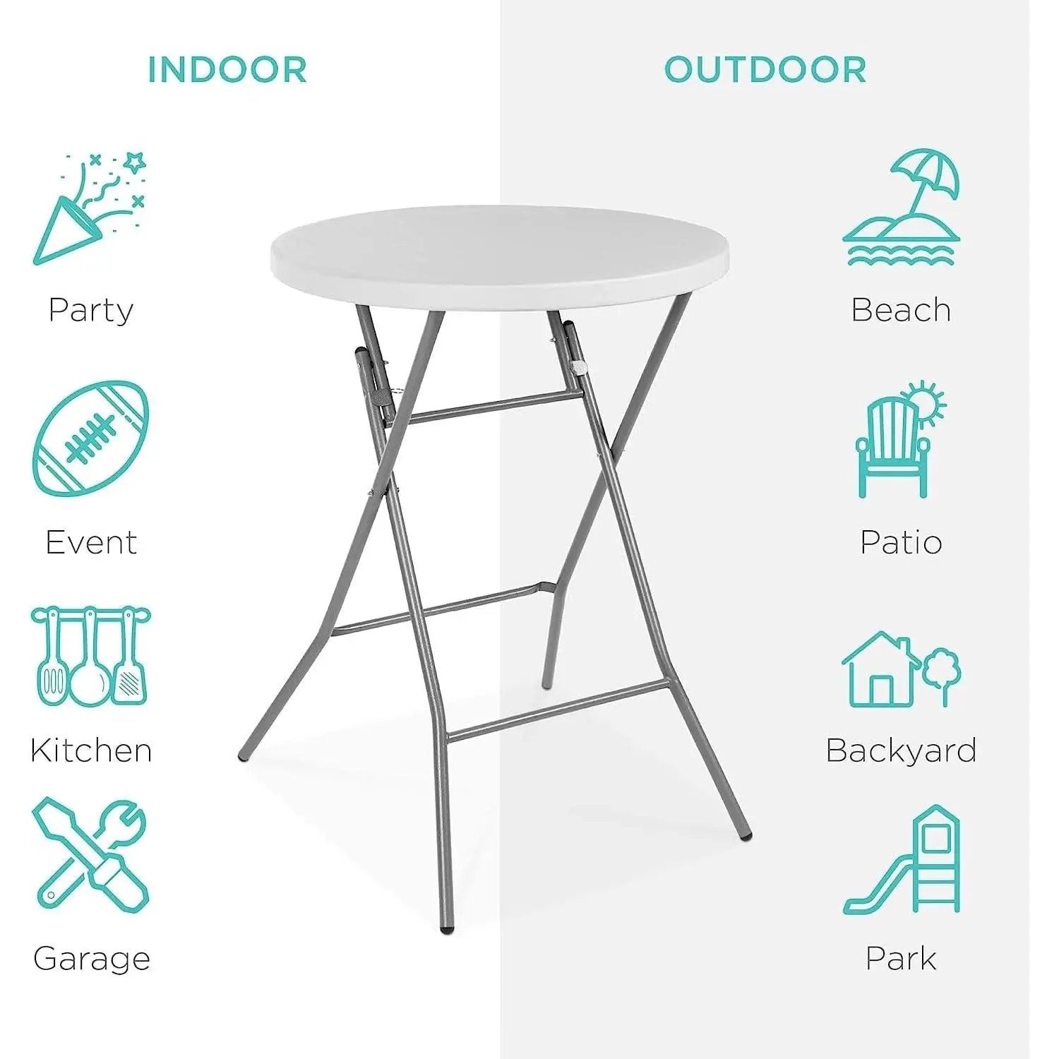 Bar Height Folding Table Indoor Outdoor Patio Table from PriceLows™