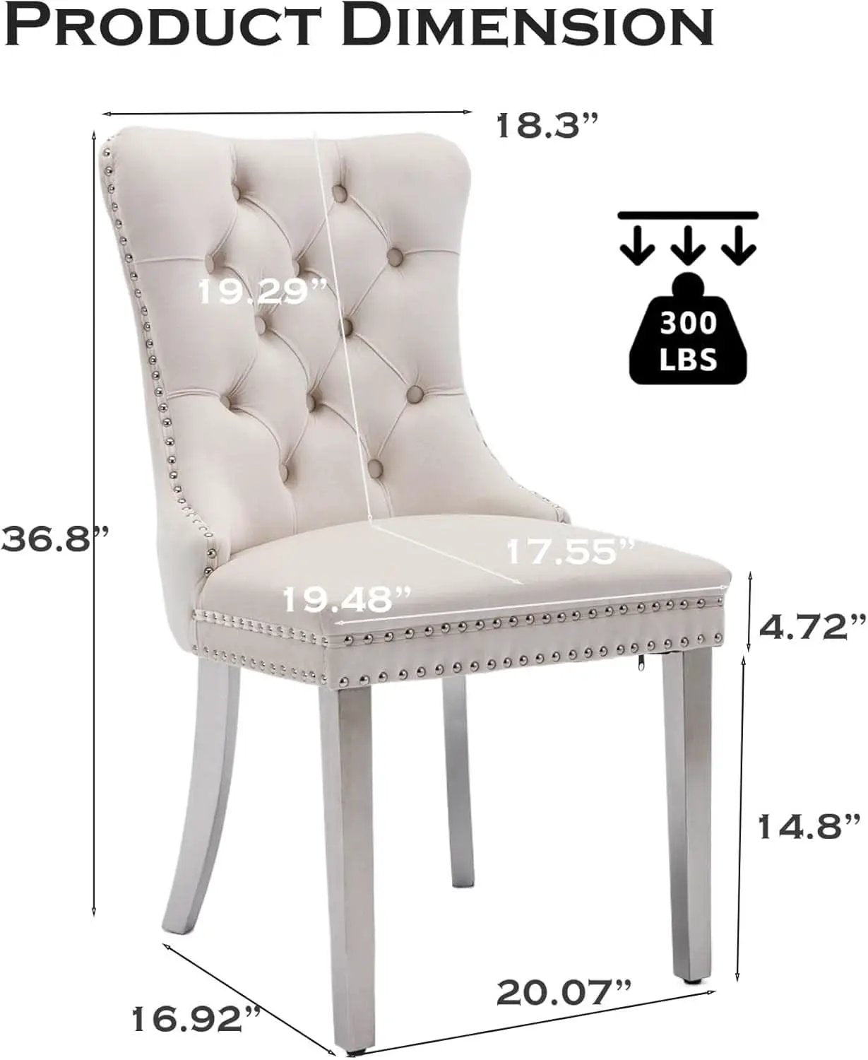 Velvet Dining Chairs Set Of 2 Beige Tufted Upholstered from PriceLows™