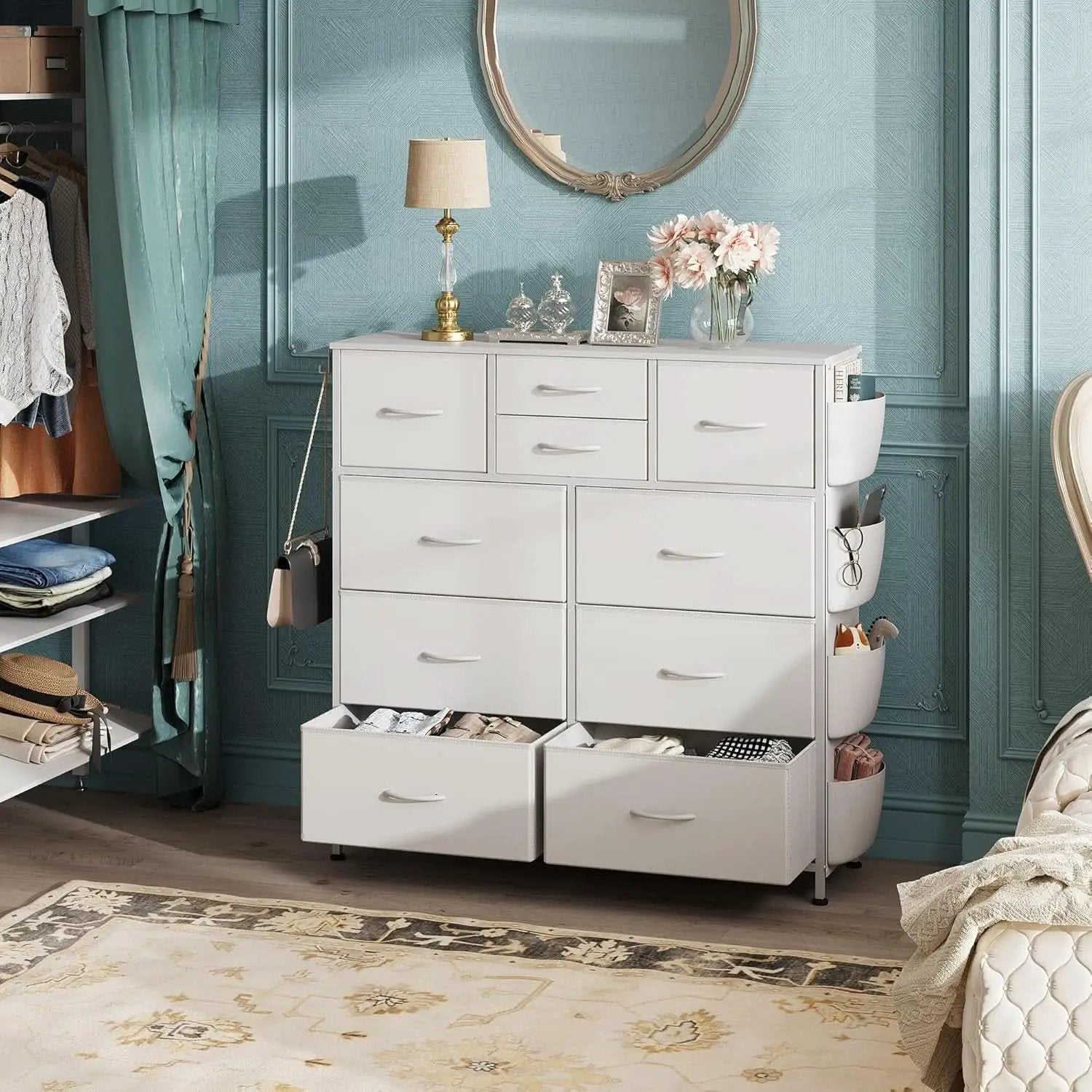 White Dresser 10 Drawer Storage Chest With Metal Frame from PriceLows™