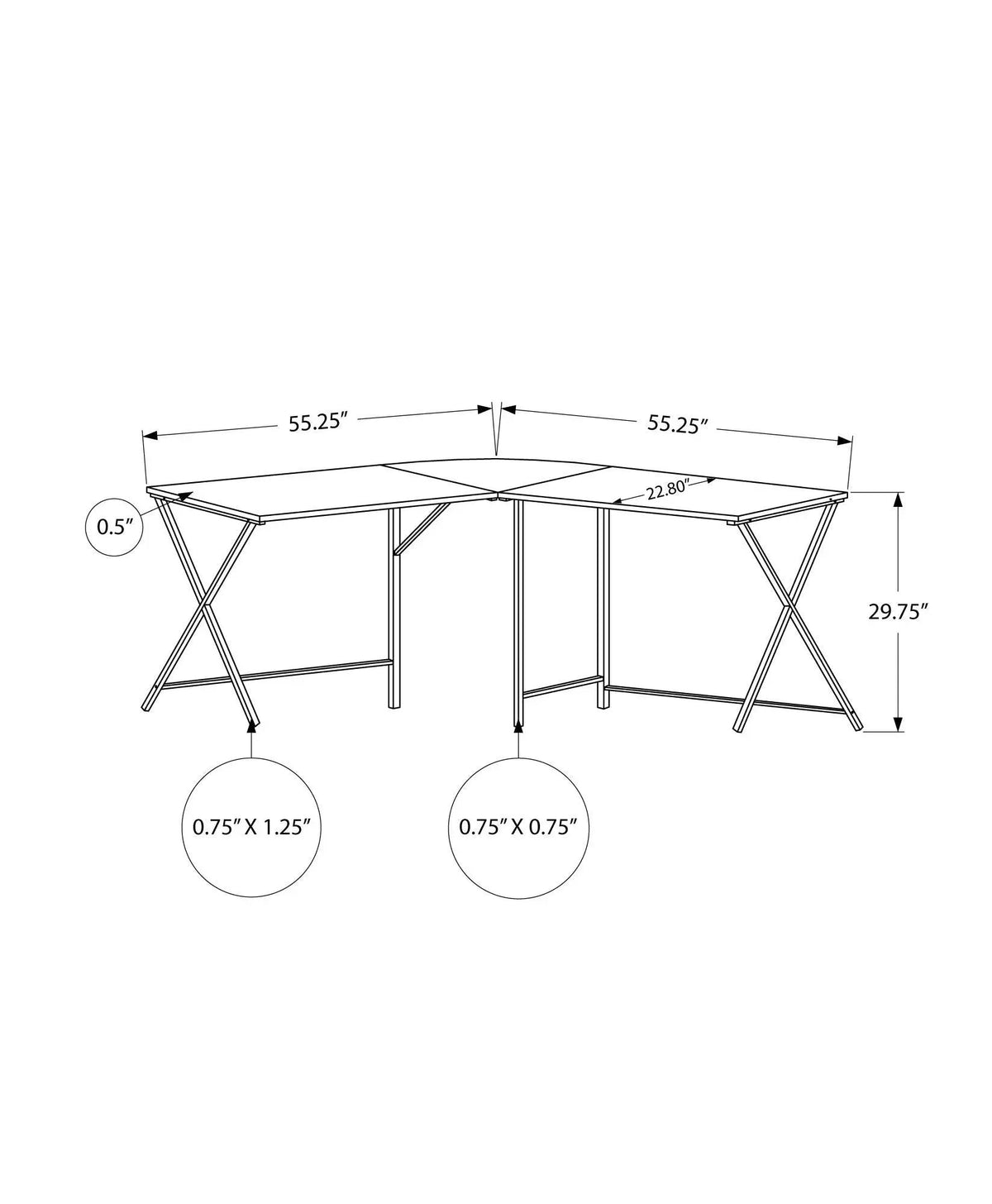 L-Shaped Corner Computer Desk | 55.25 Inch Square | Space-Saving Corner Design | Easy Assembly
