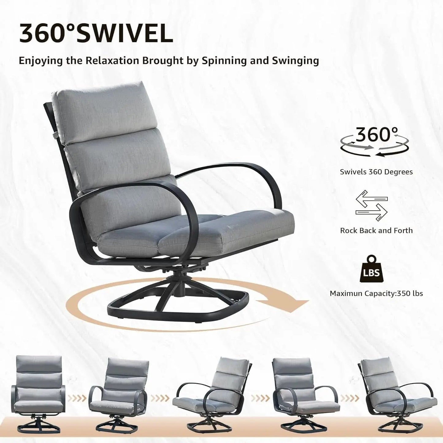 3 Piece Patio Bistro Set With Swivel Glider Chairs Table from PriceLows™