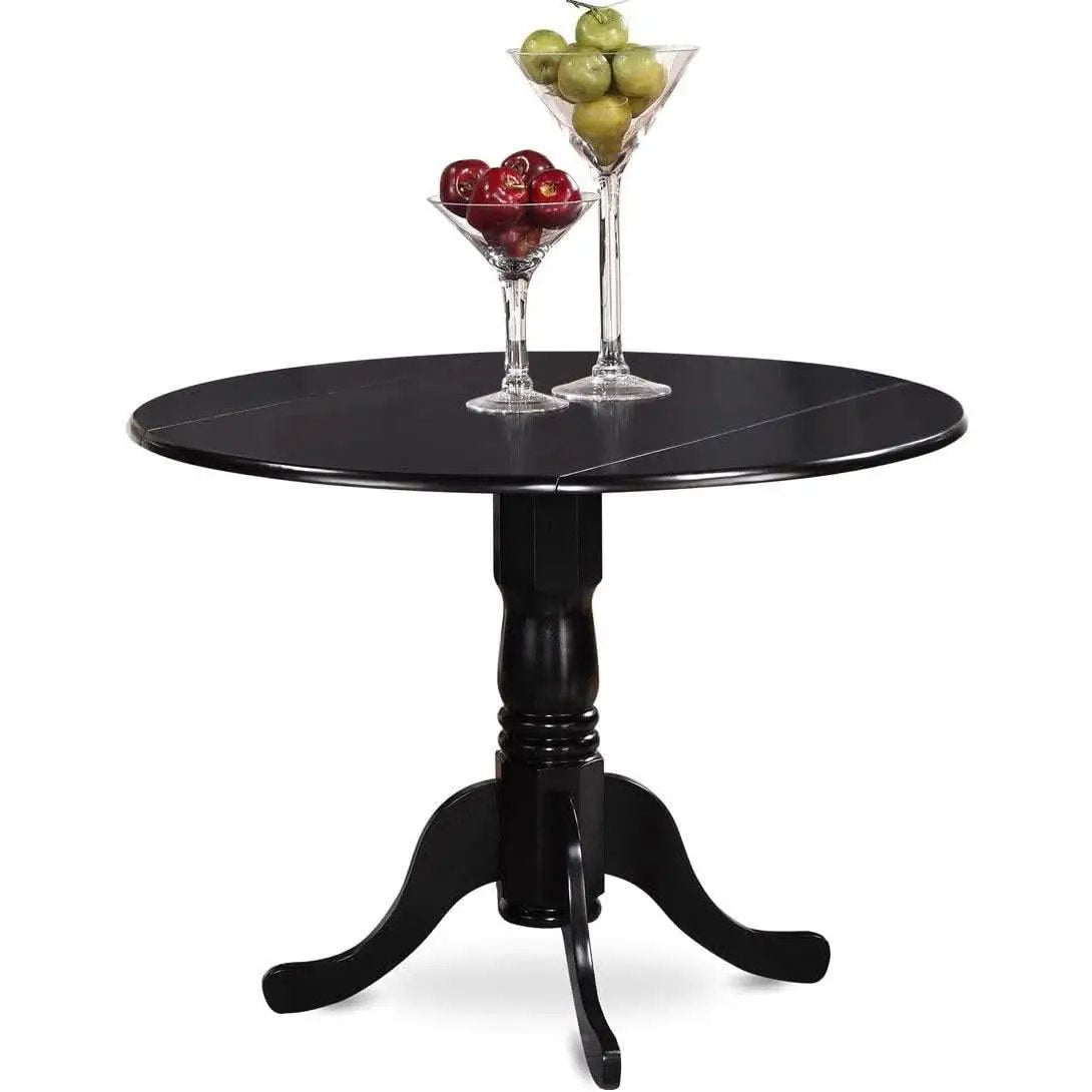 5 Piece Drop Leaf Dining Table Set Black Faux Leather from PriceLows™