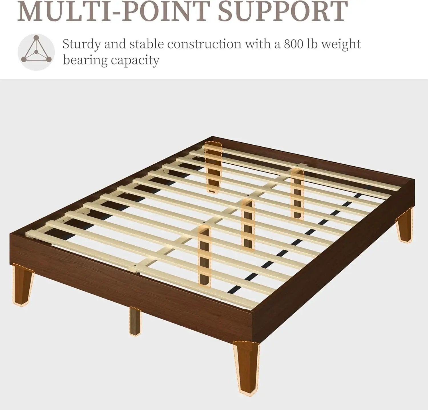 Queen Platform Bed Frame Dark Walnut Underbed Storage from PriceLows™