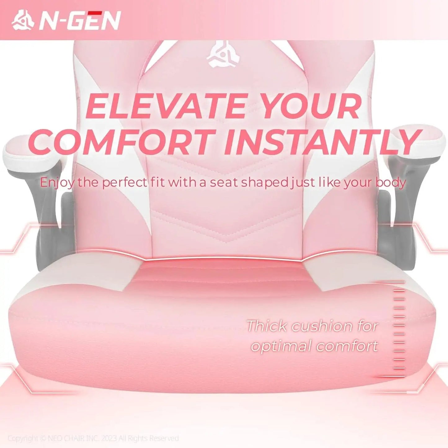 Pink Ergonomic Gaming Chair With Adjustable Lumbar Support from PriceLows™